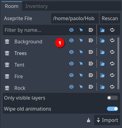 Room Aseprite importer interface differences Room Aseprite Importer interface