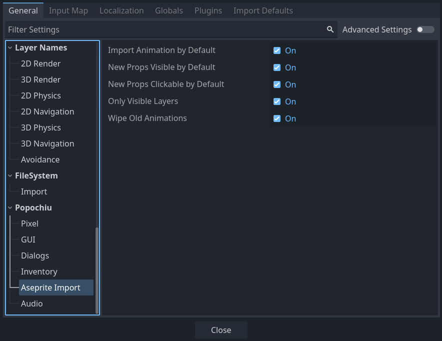 Project Settings Project Settings