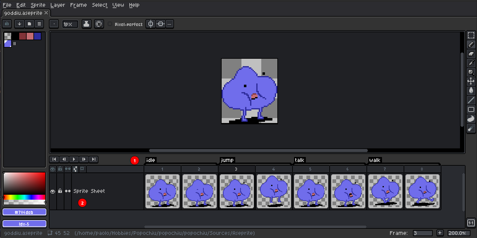Aseprite source file example - Character Character Aseprite source file example