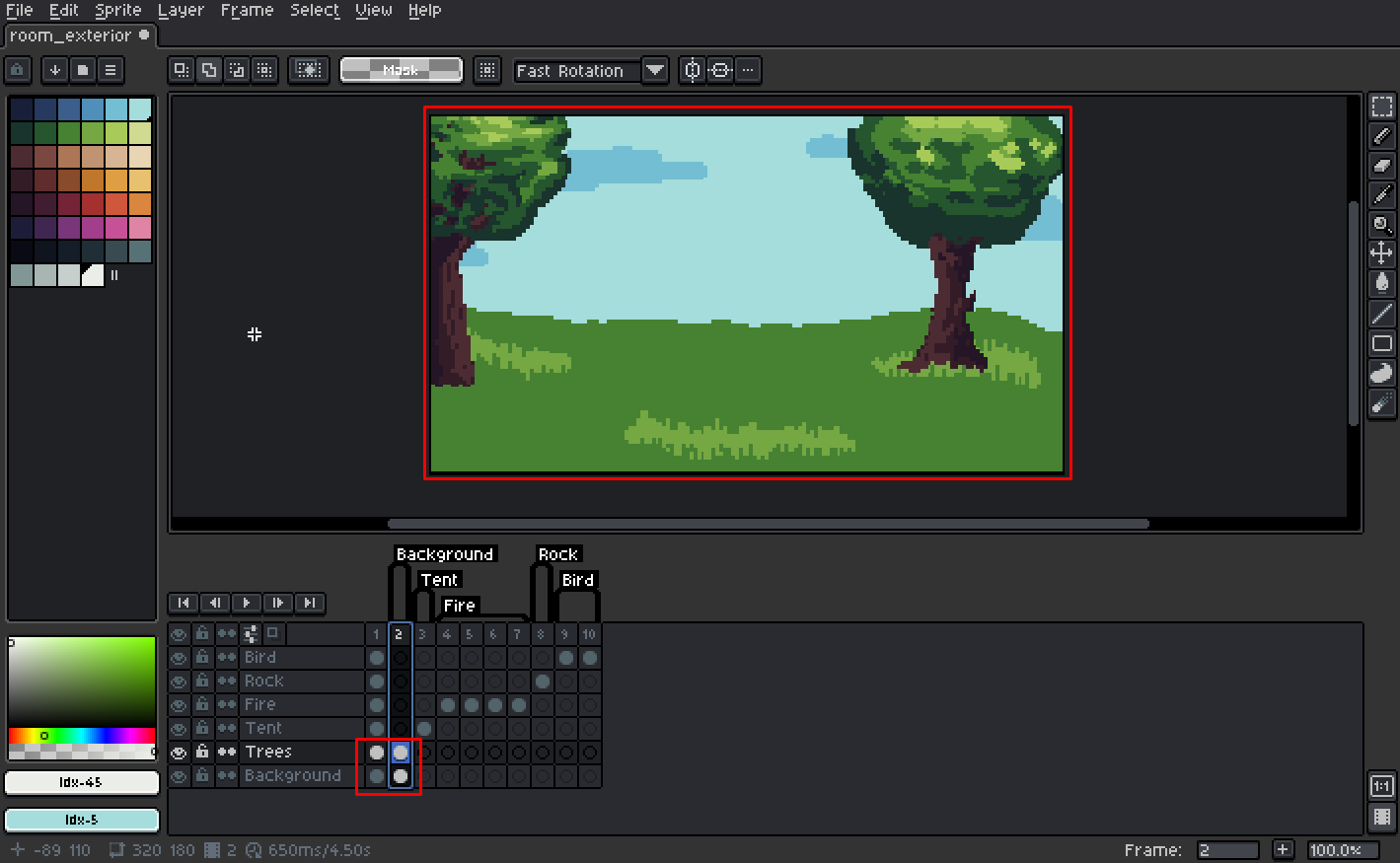 Aseprite source file example - Multi-layer background Room Aseprite source file example - Joined layers