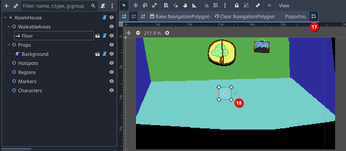 A new walkable area in the scene tree